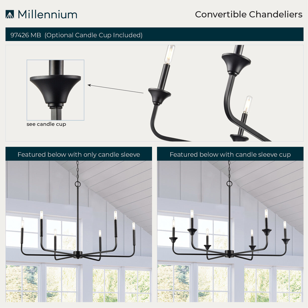 Herring 6 Light 42 inch Matte Black Chandelier Ceiling Light